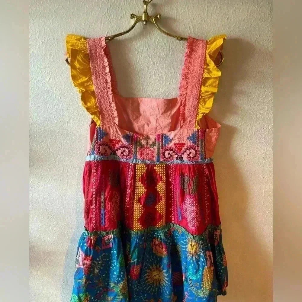 FARM Rio Multicolor Printed Mini Dress with Yellow Ruffled Straps - Picture 7 of 9